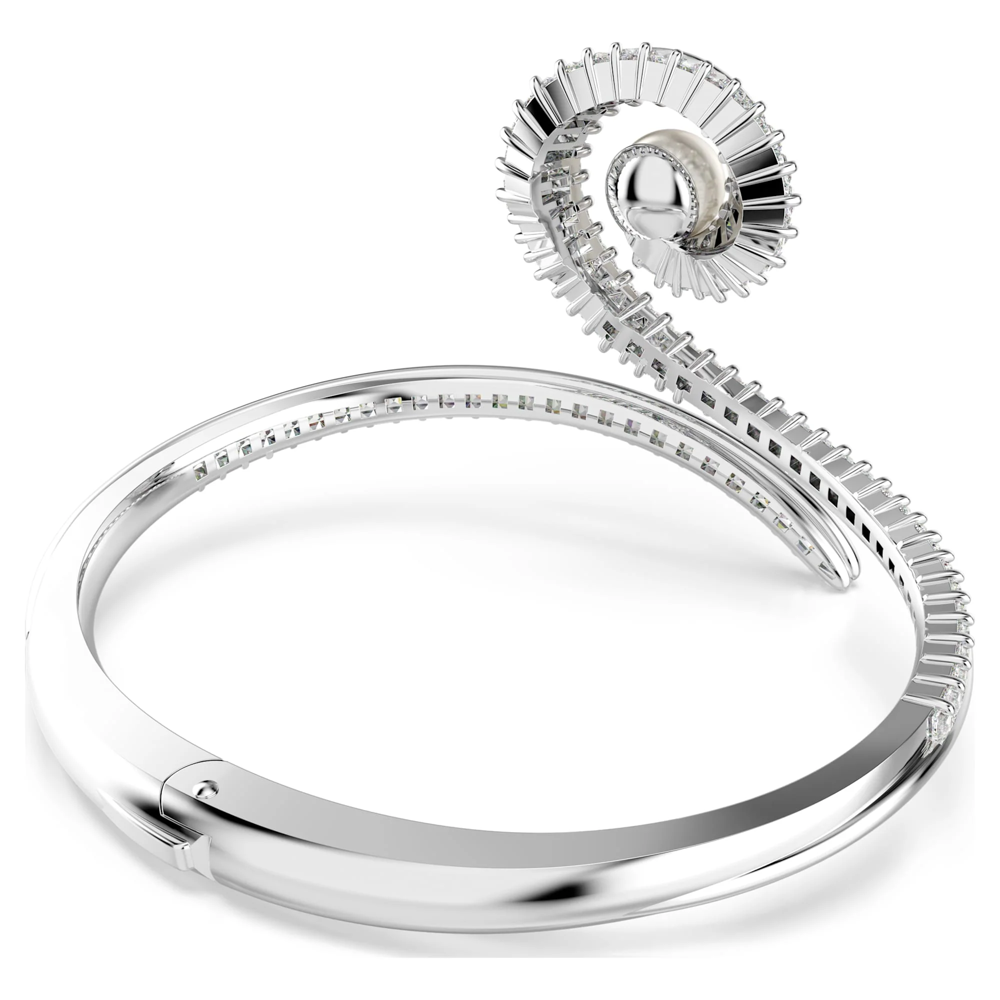 Ariana Grande x Swarovski bangle Crystal pearl, Baguette cut, White, Rhodium plated - Image 6