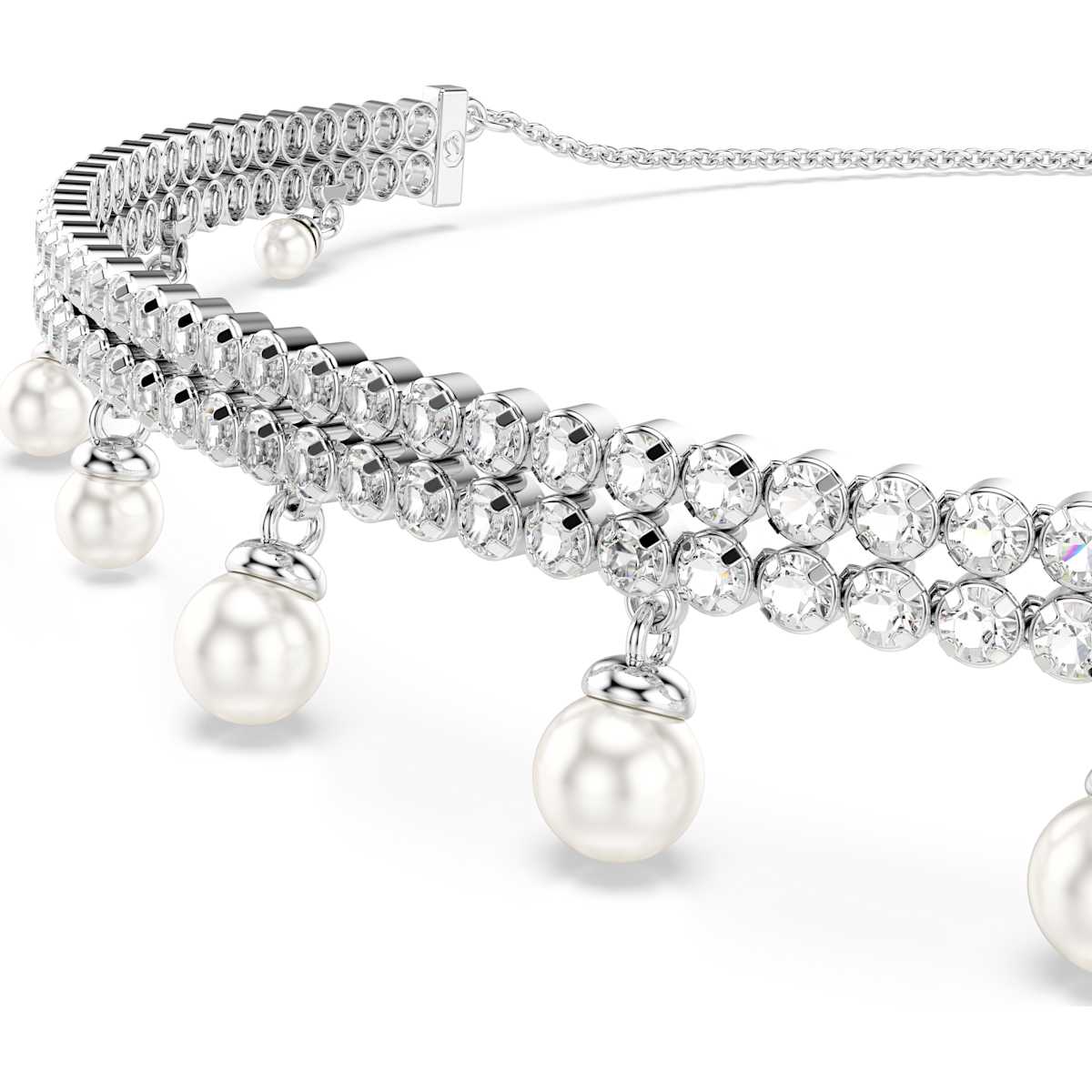 Ariana Grande x Swarovski choker Crystal pearl, Round cut, White, Rhodium plated - Image 4