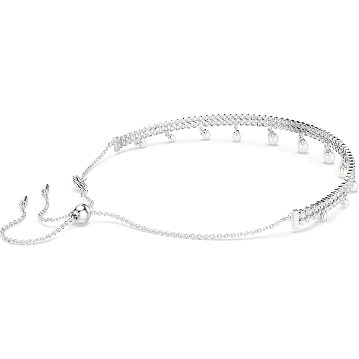 Ariana Grande x Swarovski choker Crystal pearl, Round cut, White, Rhodium plated - Image 5