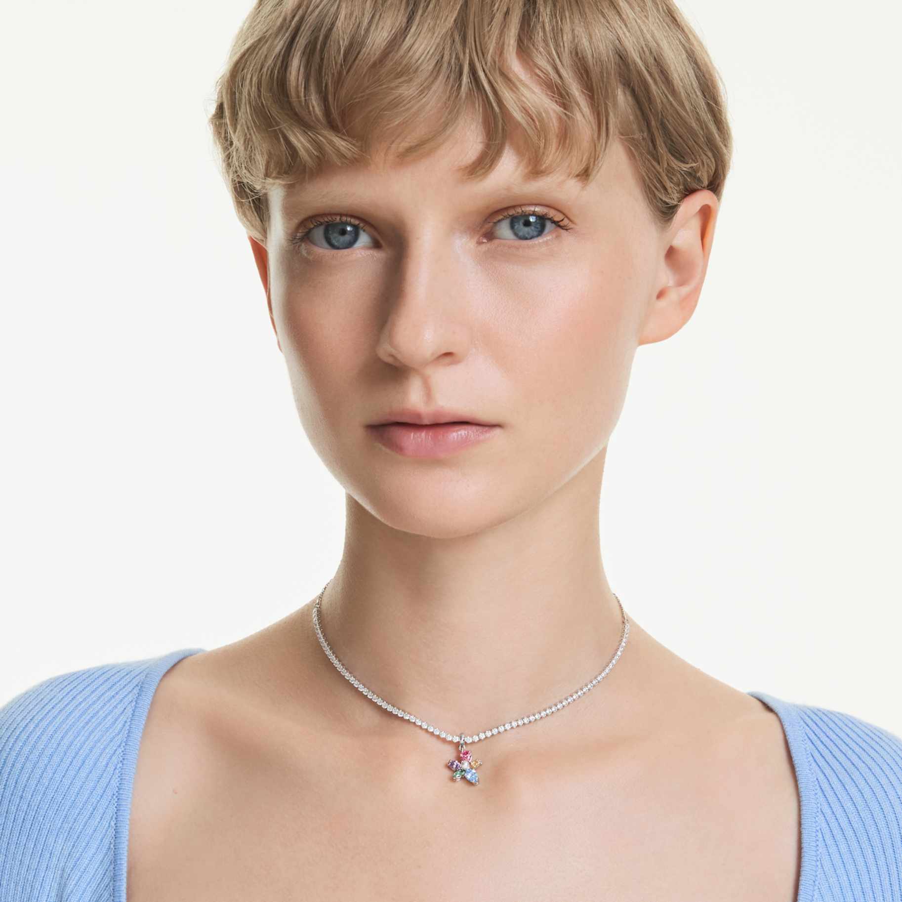 Ariana Grande x Swarovski choker Mixed cuts, Flower, Multicolored, Rhodium plated - Image 5