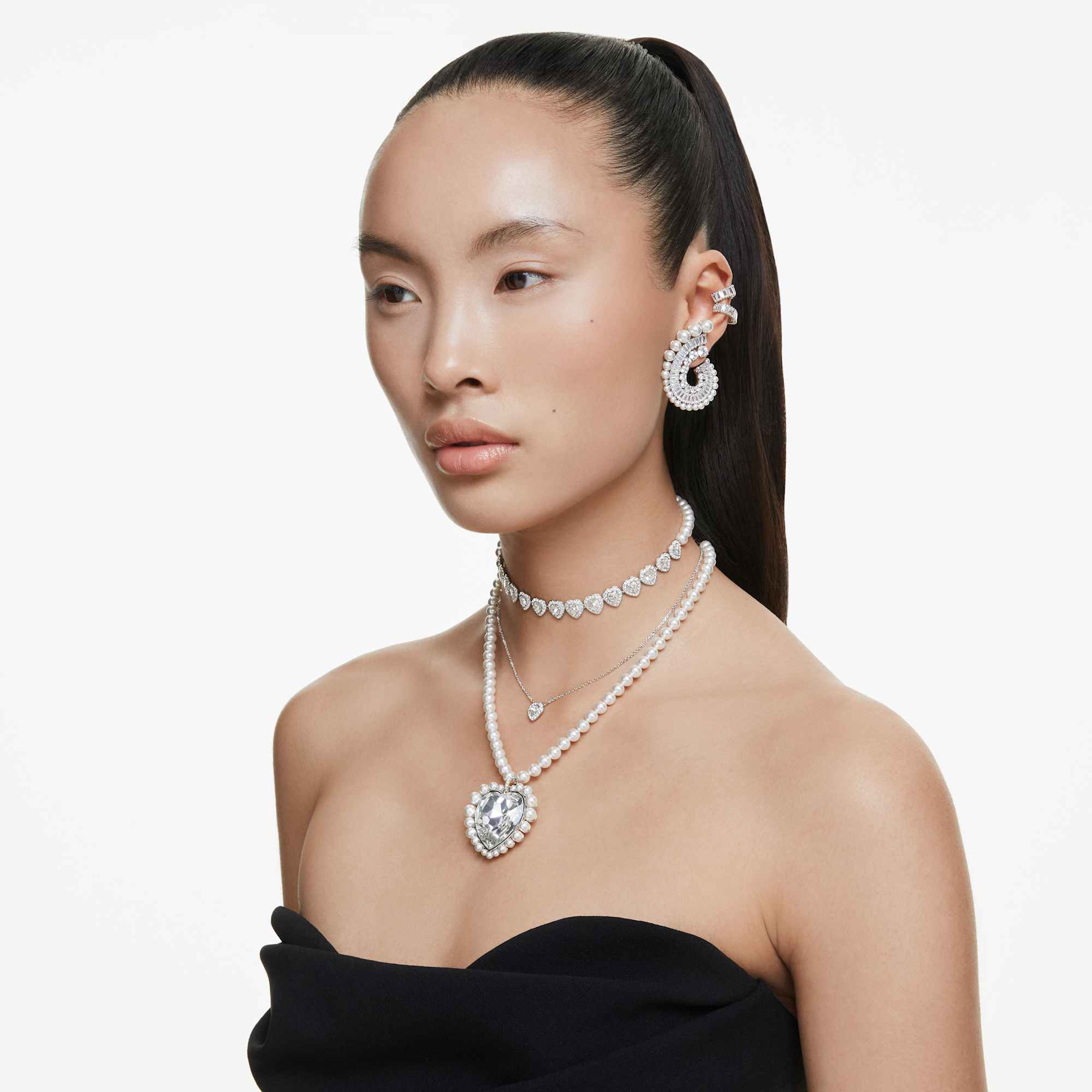 Ariana Grande x Swarovski pendant Mixed cuts, Heart, White, Rhodium plated - Image 7