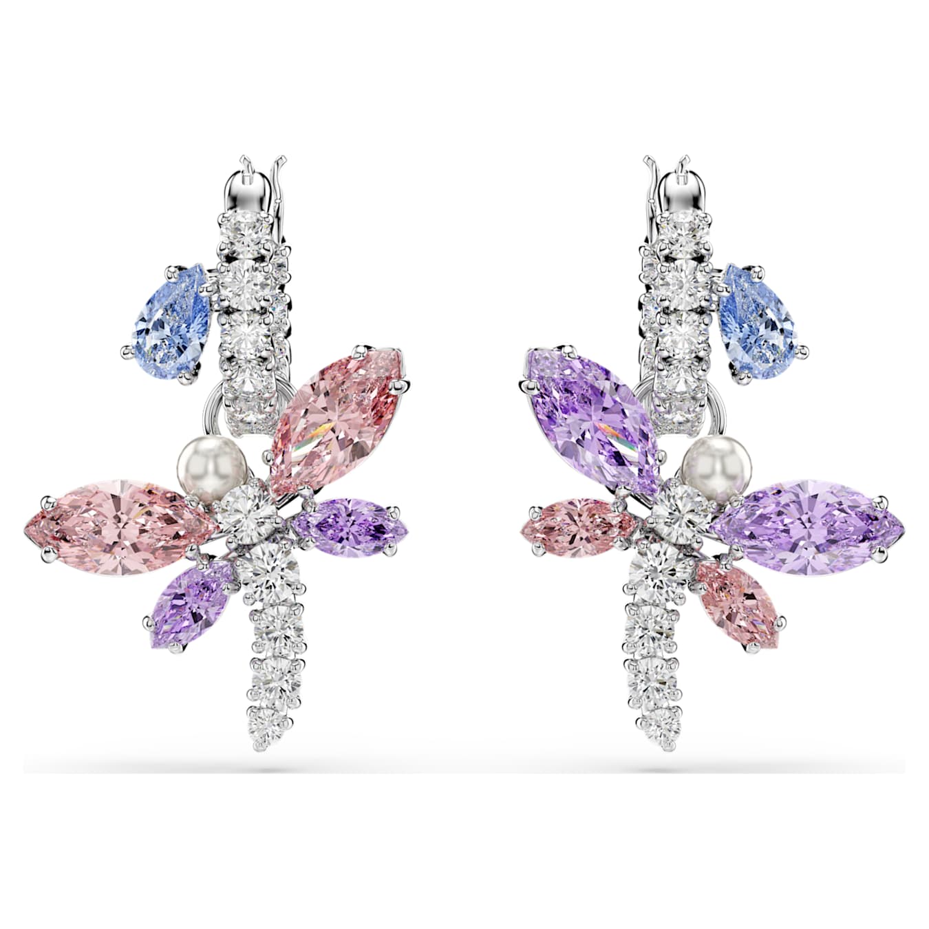 Ariana Grande x Swarovski drop earrings Mixed cuts, Dragonfly, Multicolored, Rhodium plated - Image 2