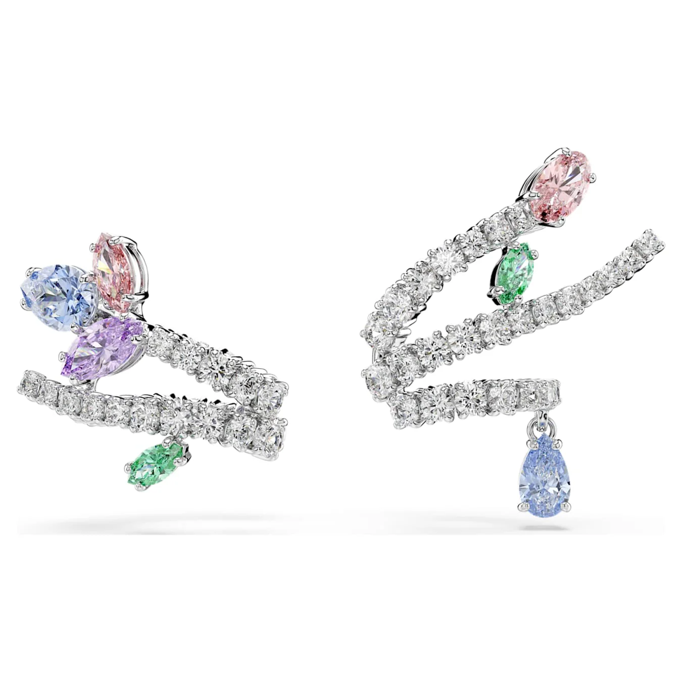 Ariana Grande x Swarovski ear cuffs Mixed cuts, Multicolored, Rhodium plated