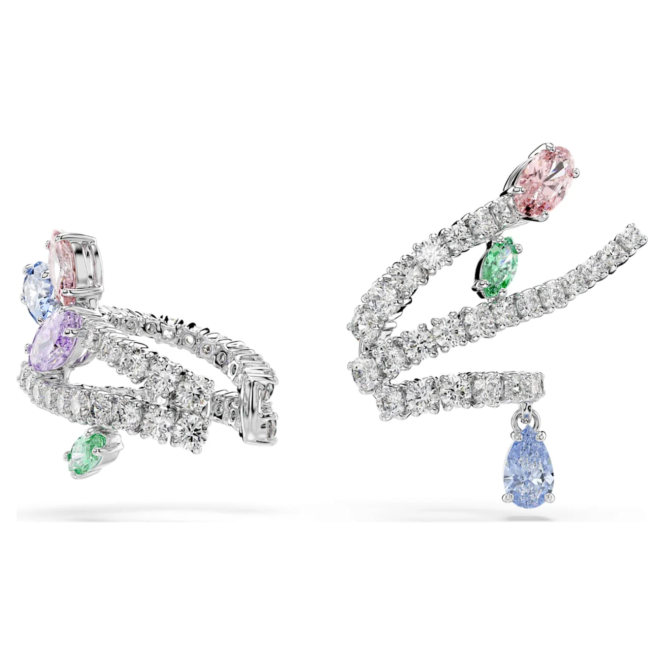 Ariana Grande x Swarovski ear cuffs Mixed cuts, Multicolored, Rhodium plated - Image 2