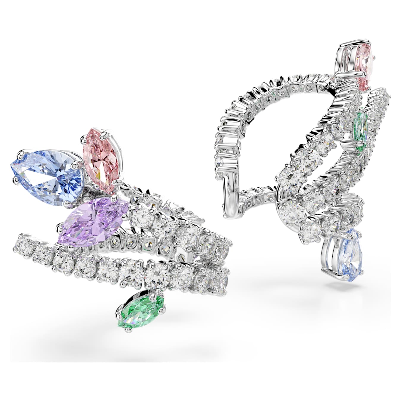 Ariana Grande x Swarovski ear cuffs Mixed cuts, Multicolored, Rhodium plated - Image 3