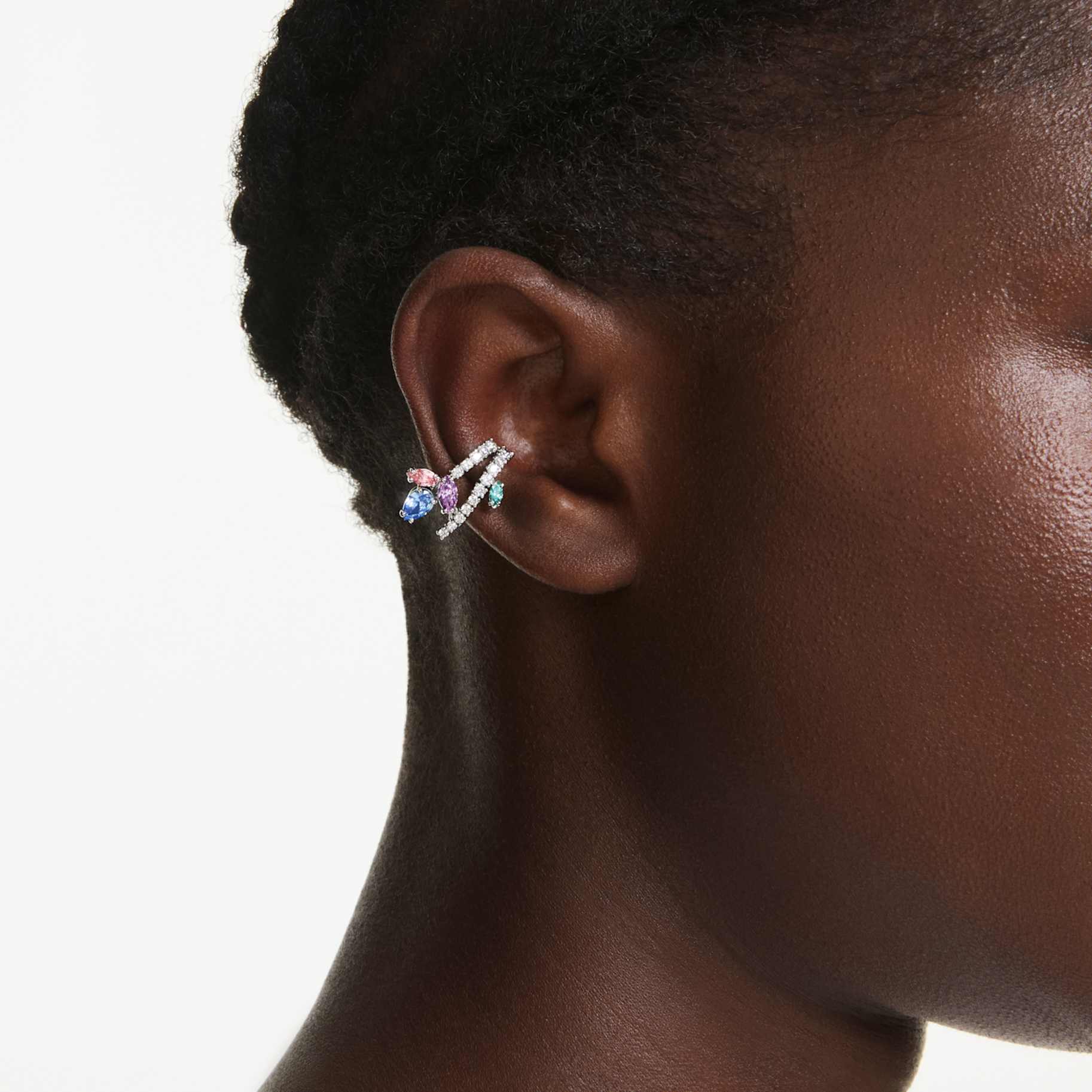 Ariana Grande x Swarovski ear cuffs Mixed cuts, Multicolored, Rhodium plated - Image 5