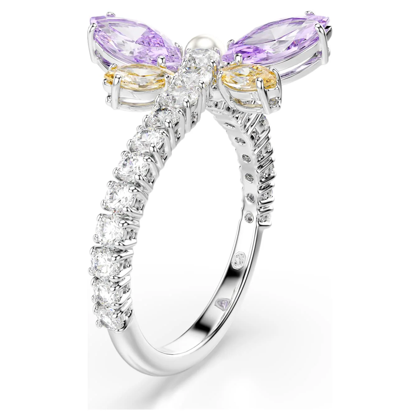 Ariana Grande x Swarovski motif ring Mixed cuts, Dragonfly, Multicolored, Rhodium plated - Image 2