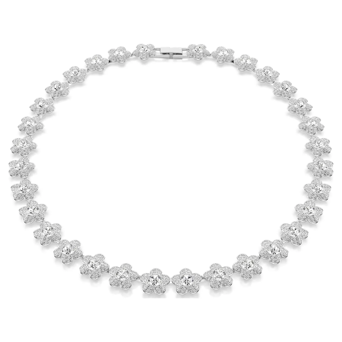 Ariana Grande x Swarovski necklace Round cut, Flower, White, Rhodium plated