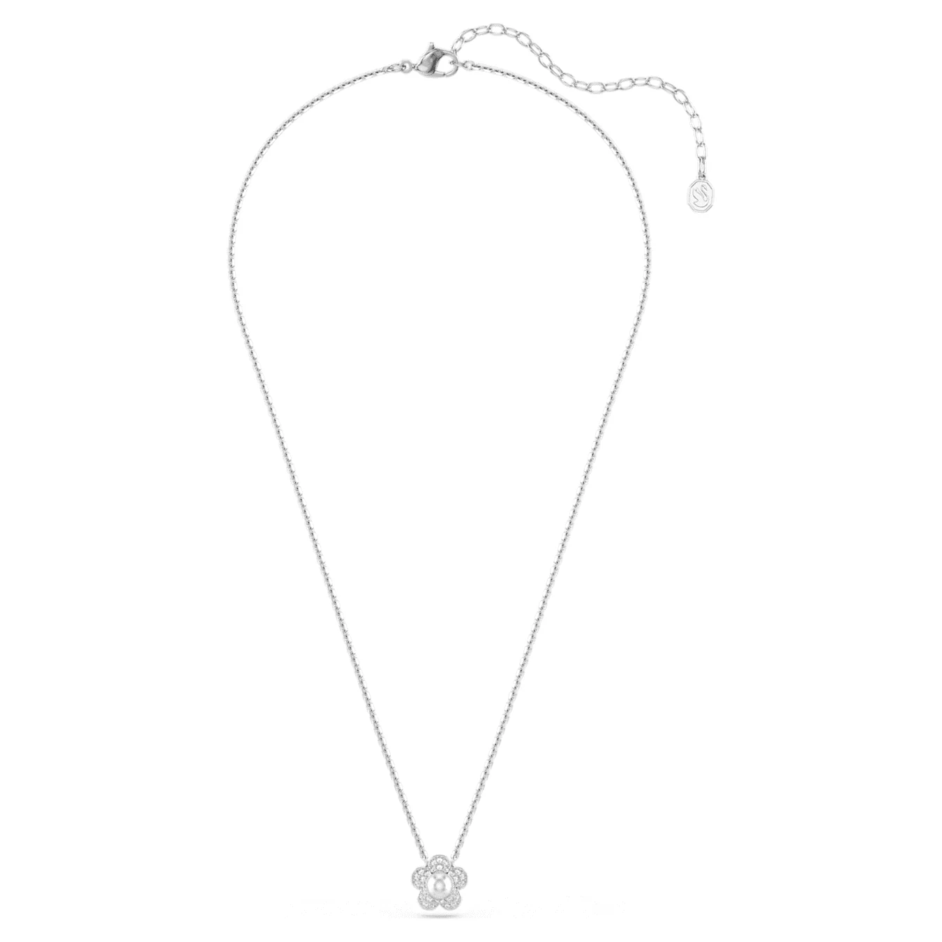 Ariana Grande x Swarovski pendant Crystal Pearl, Round cut, Flower, White, Rhodium plated - Image 2
