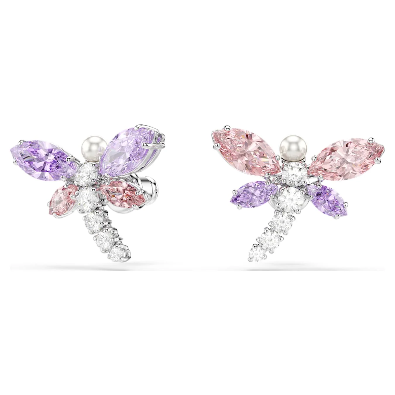 Ariana Grande x Swarovski stud earrings Mixed cuts, Dragonfly, Multicolored, Rhodium plated - Image 2