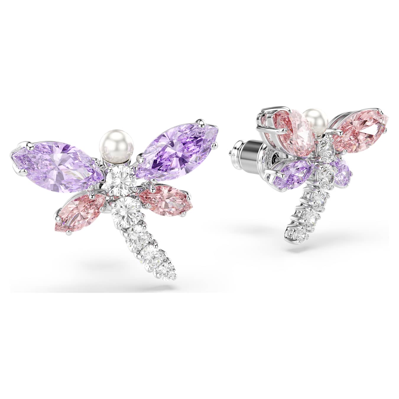 Ariana Grande x Swarovski stud earrings Mixed cuts, Dragonfly, Multicolored, Rhodium plated - Image 3