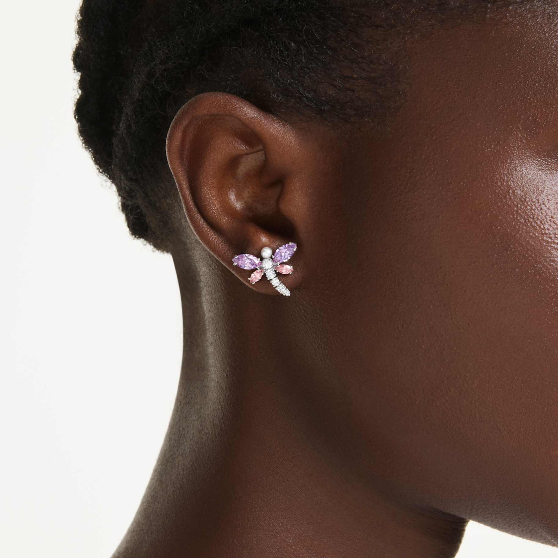 Ariana Grande x Swarovski stud earrings Mixed cuts, Dragonfly, Multicolored, Rhodium plated - Image 5