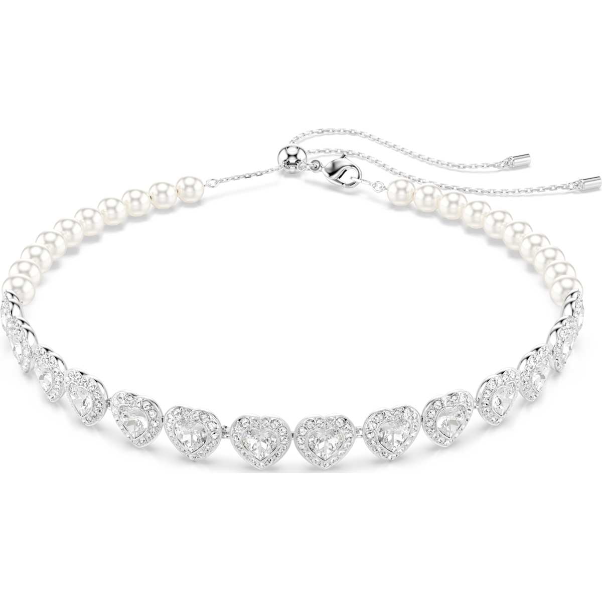 Ariana Grande x Swarovski Tennis choker Mixed cuts, Heart, White, Rhodium plated