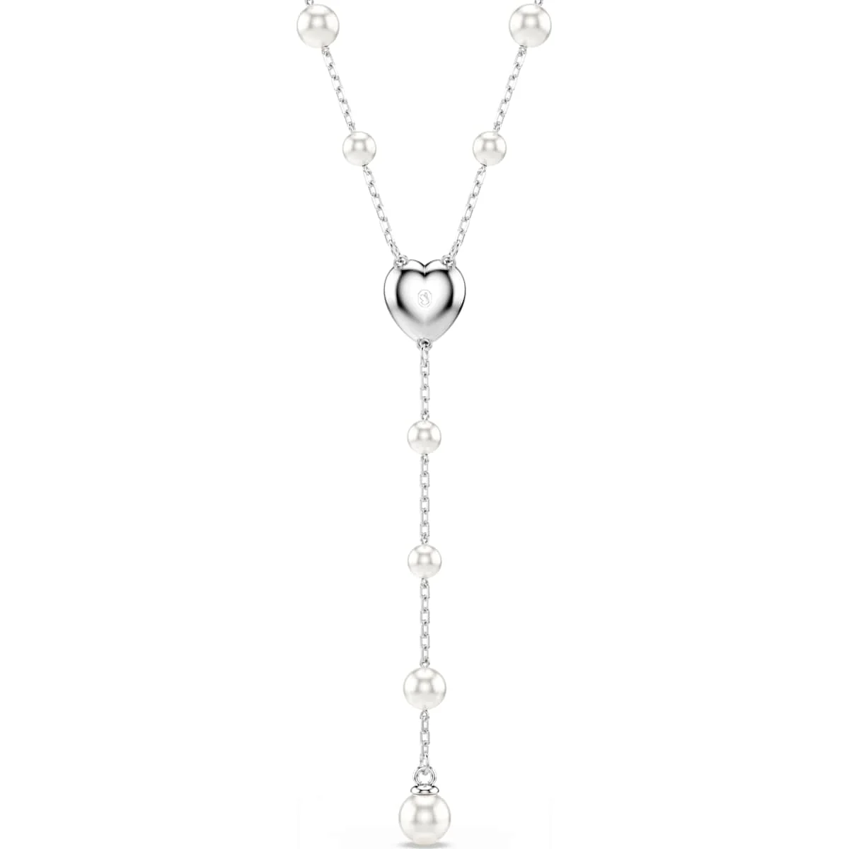 Ariana Grande x Swarovski Y necklace Crystal pearl, Mixed cuts, Heart, White, Rhodium plated - Image 4