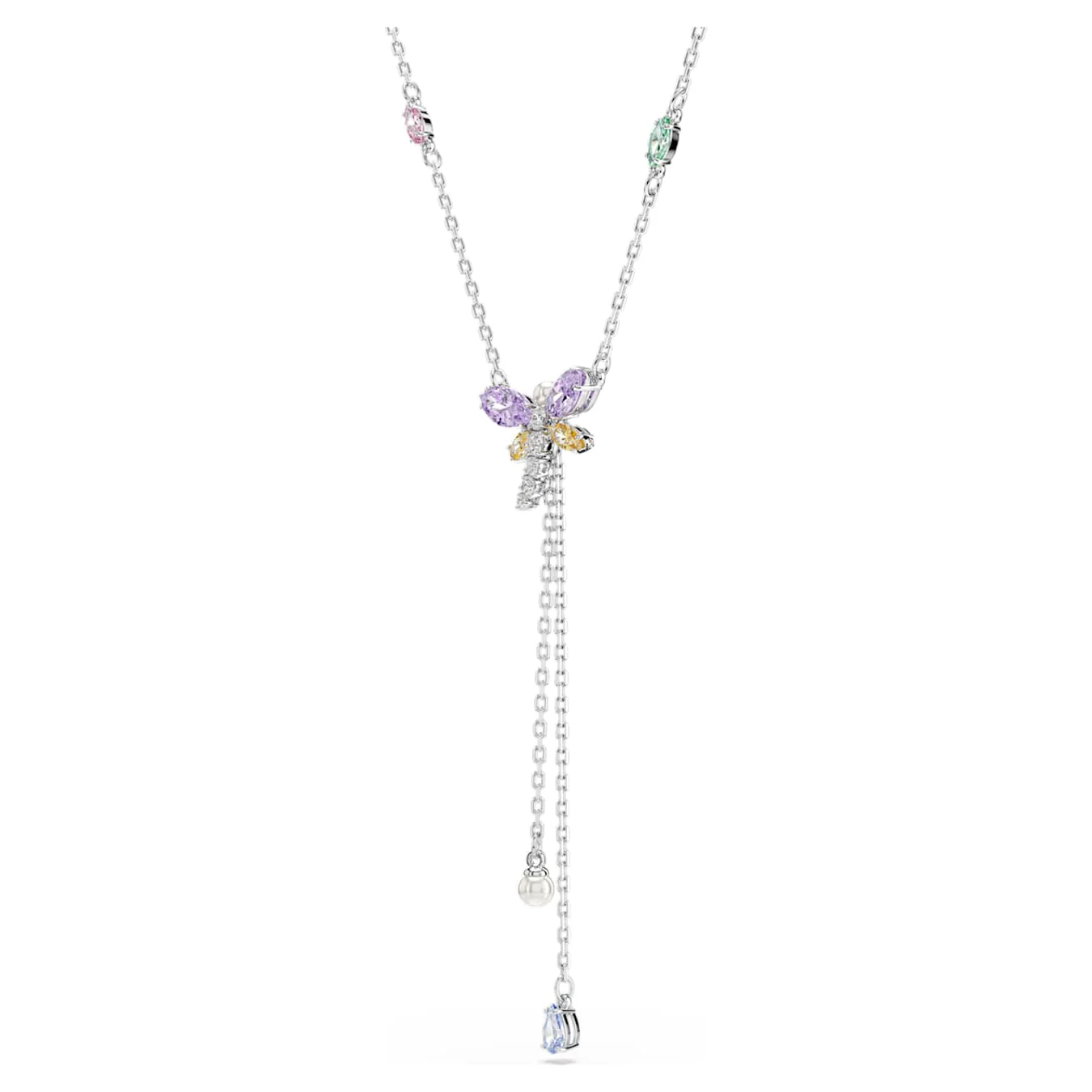 Ariana Grande x Swarovski Y necklace Mixed cuts, Dragonfly, Multicolored, Rhodium plated - Image 3