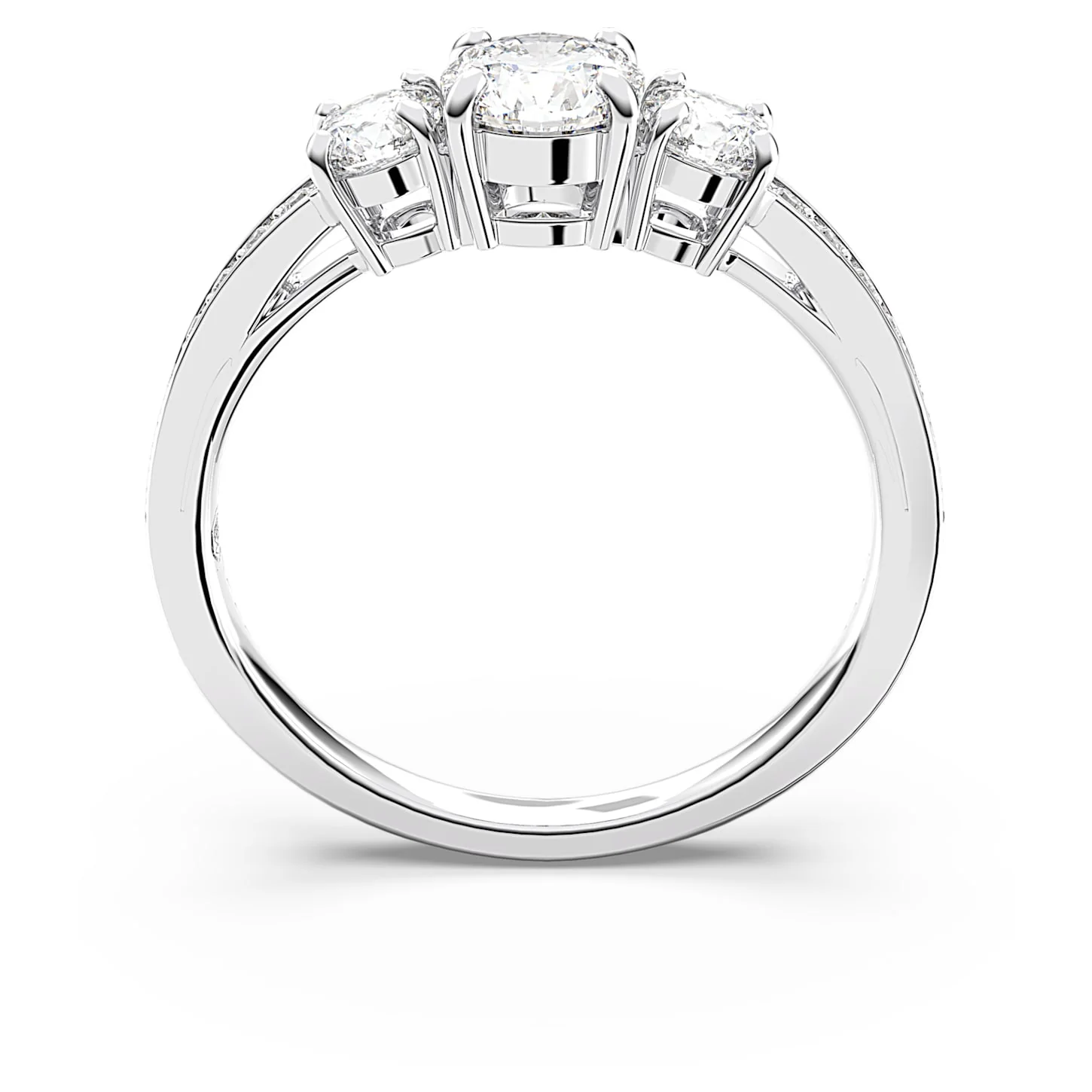 Attract Trilogy ring Round cut, White, Rhodium plated - Image 4
