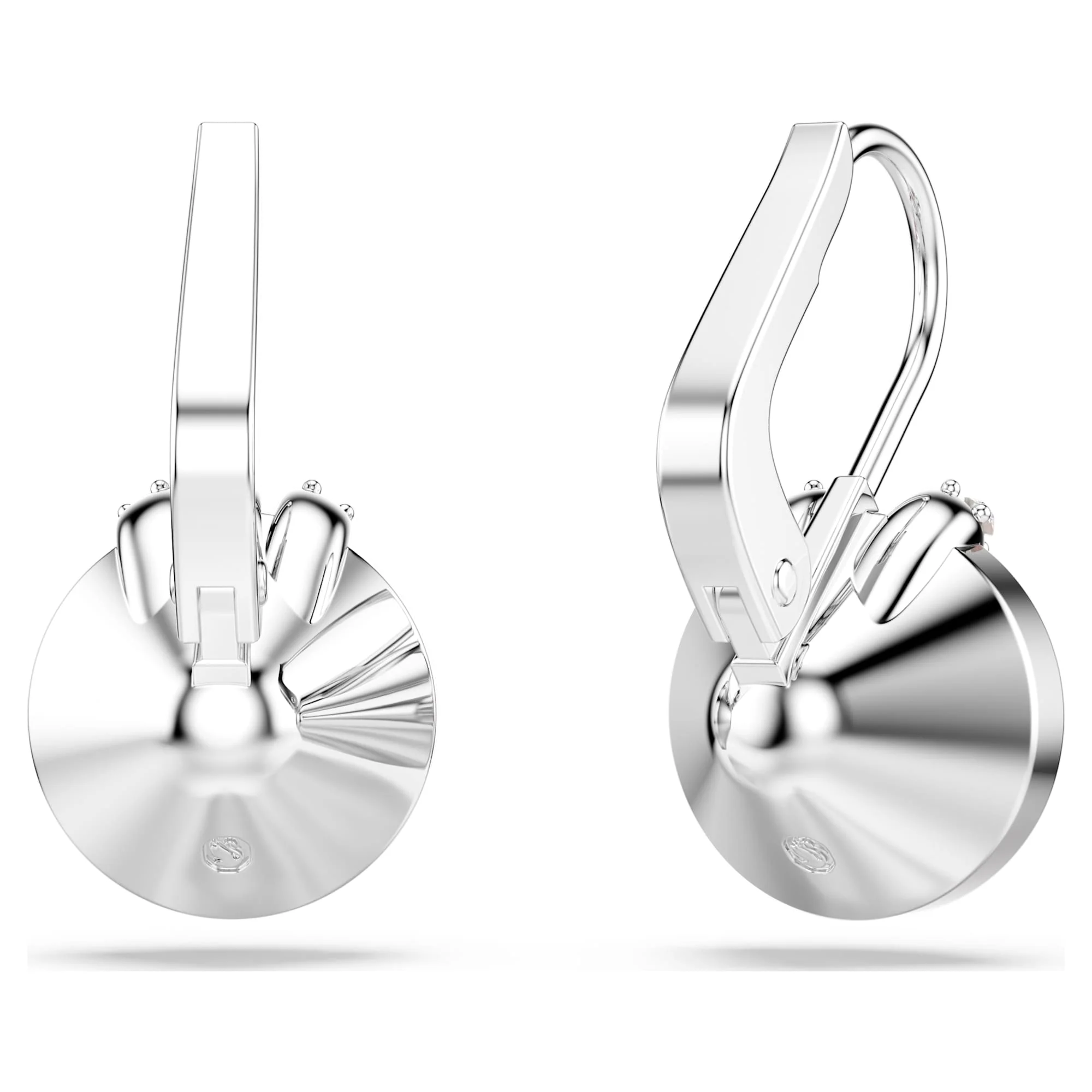 Bella V drop earrings Round cut, Pink, Rhodium plated - Image 4