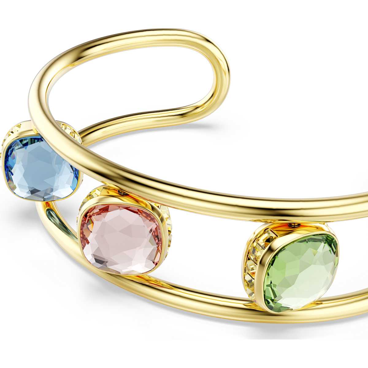 Chroma cuff, Cushion cut, Green, Gold-tone plated - Image 4