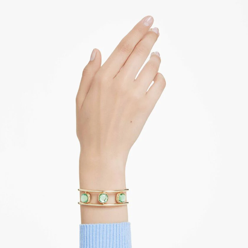 Chroma cuff, Cushion cut, Green, Gold-tone plated - Image 6