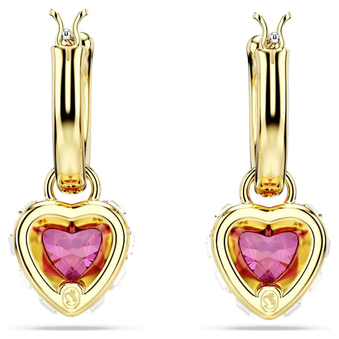 Chroma drop earrings Heart, Red, Gold-tone plated - Image 4