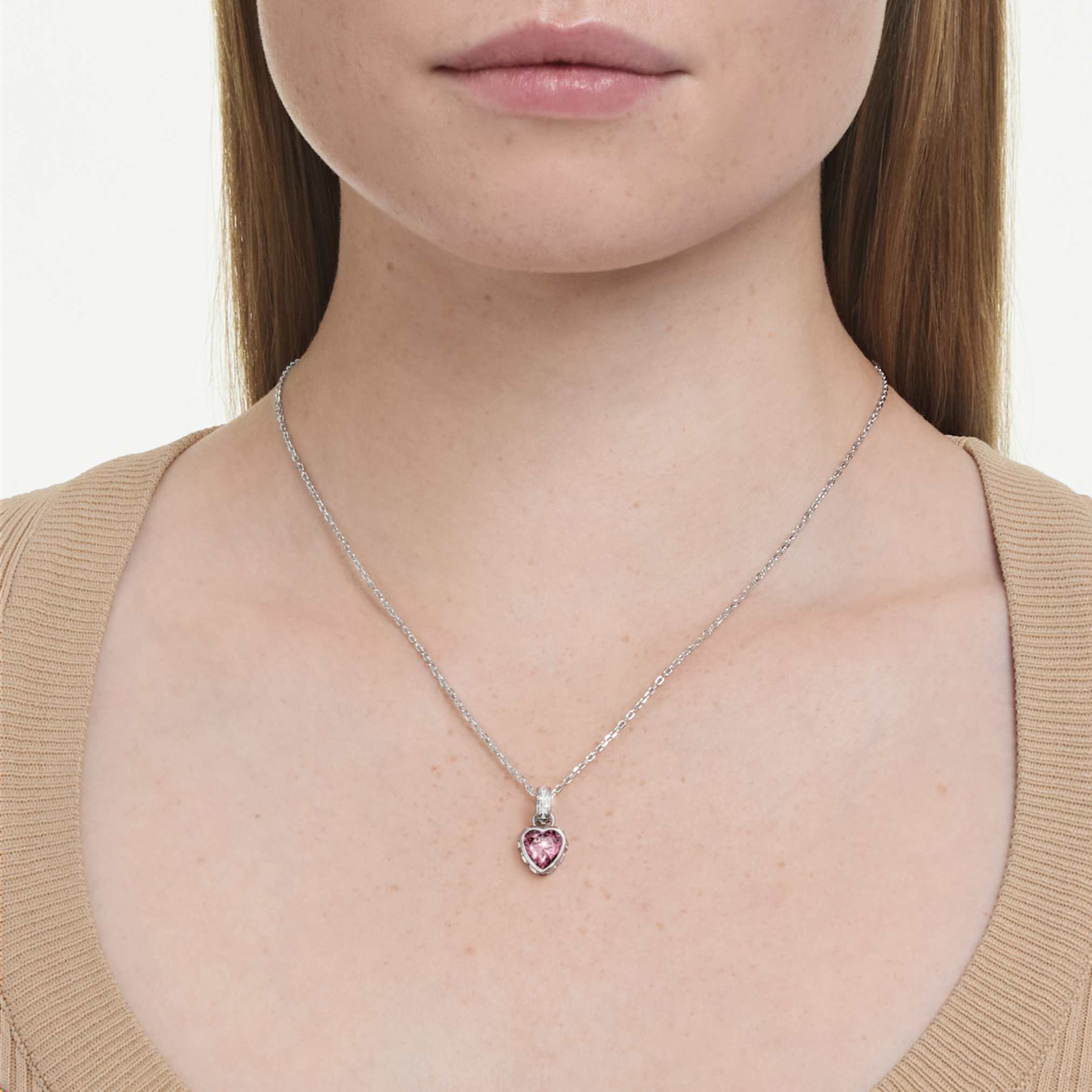 Chroma pendant Mixed cuts, Pink, Rhodium plated - Image 6