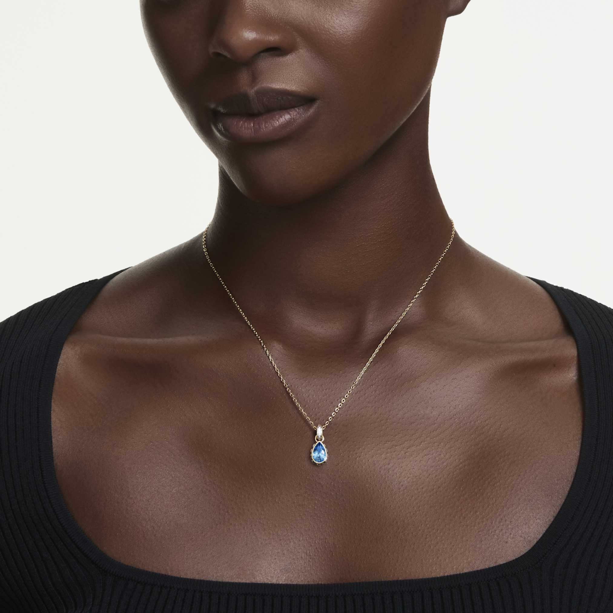 Chroma pendant Pear cut, Blue, 18K gold finish - Image 6