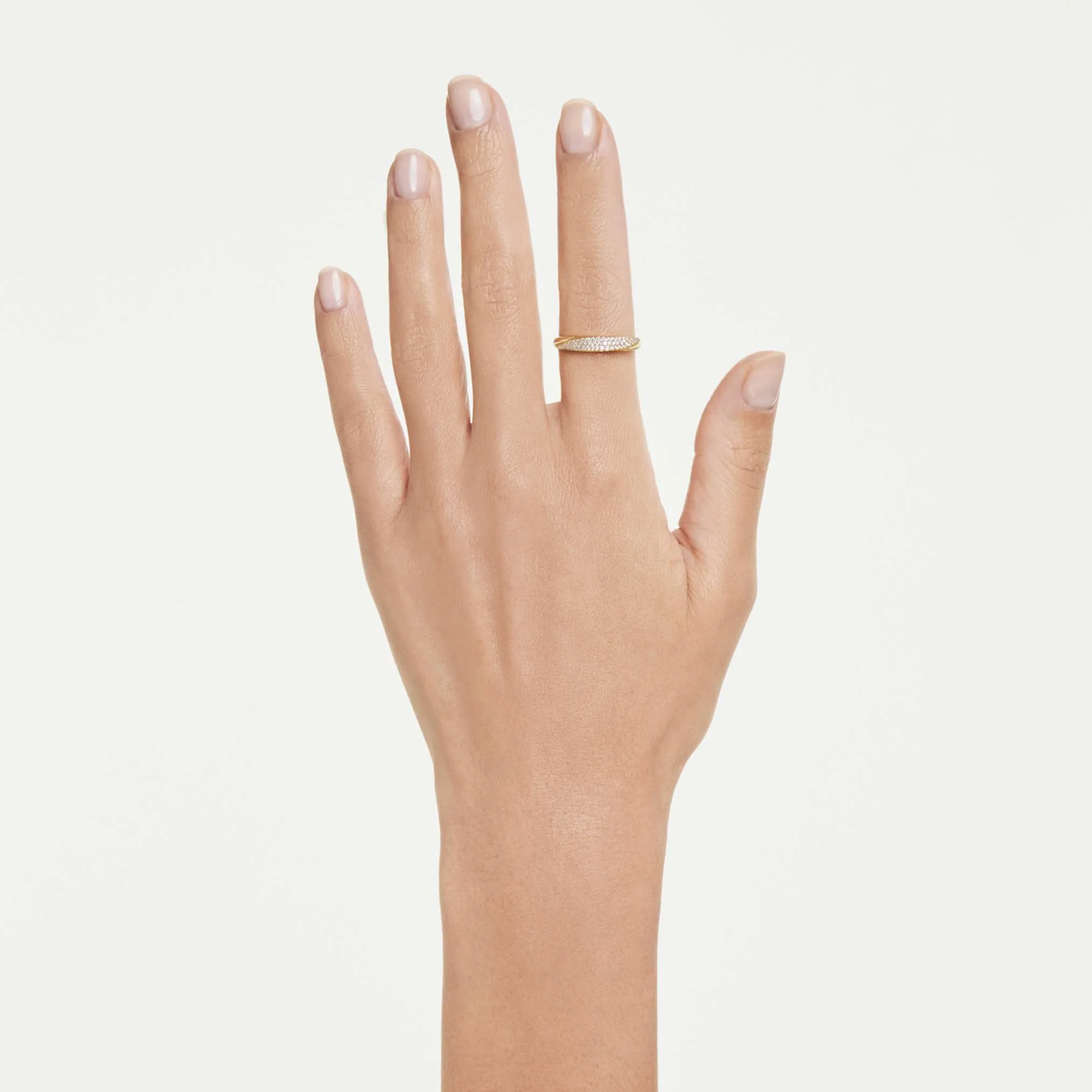 Classica band ring Round cut, White, Sterling silver, 18K gold finish - Image 5