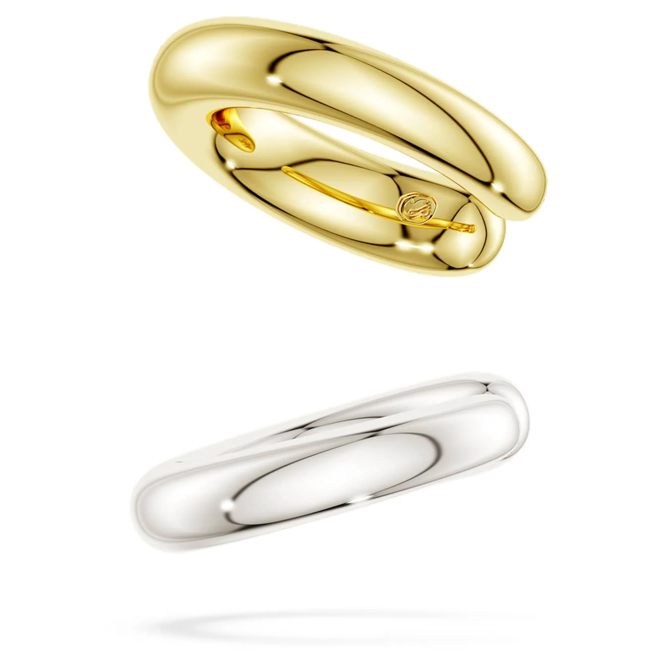Classica ear cuffs Round cut, White, Sterling silver, 18K gold finish - Image 5