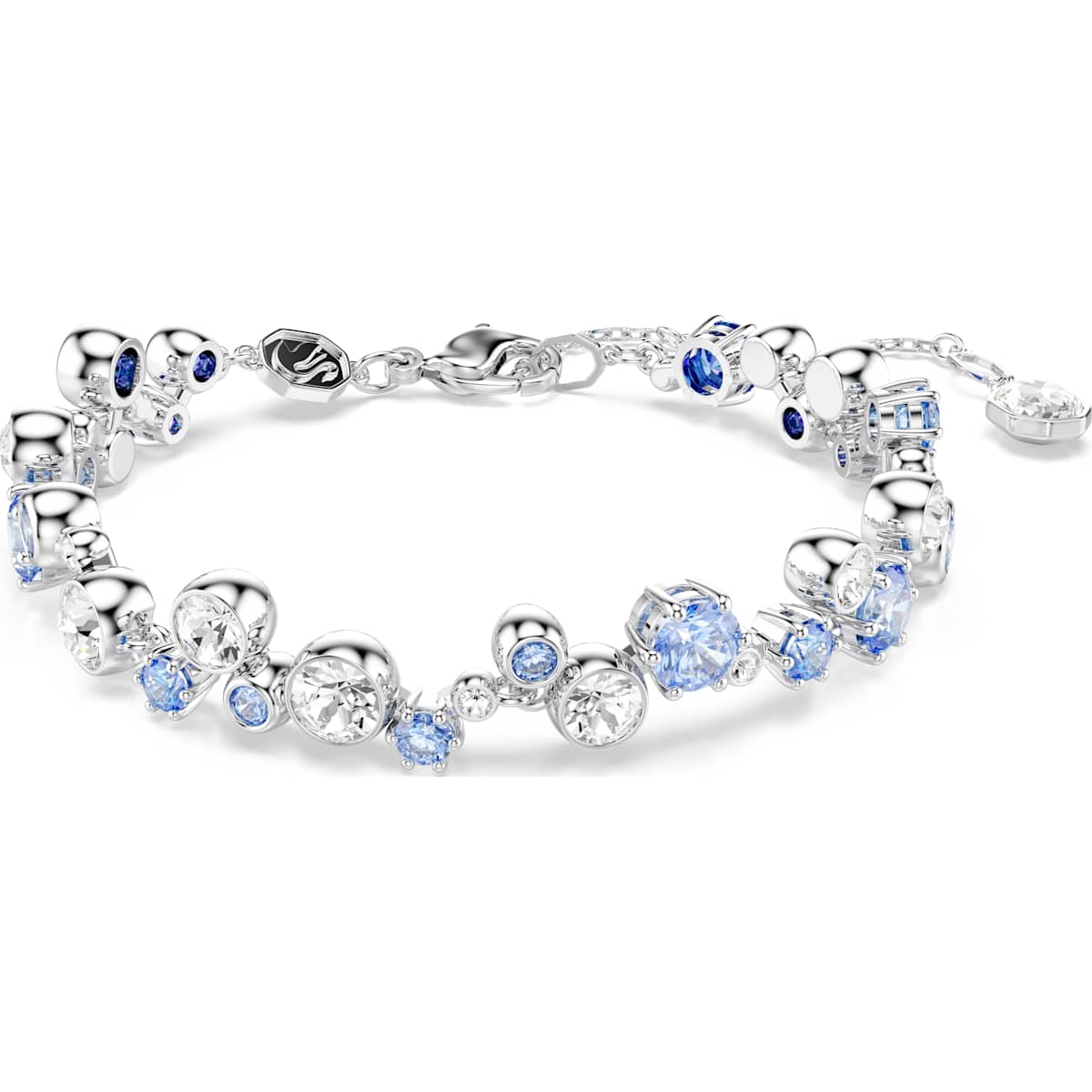 Constella bracelet, Mixed cuts, Blue, Rhodium plated