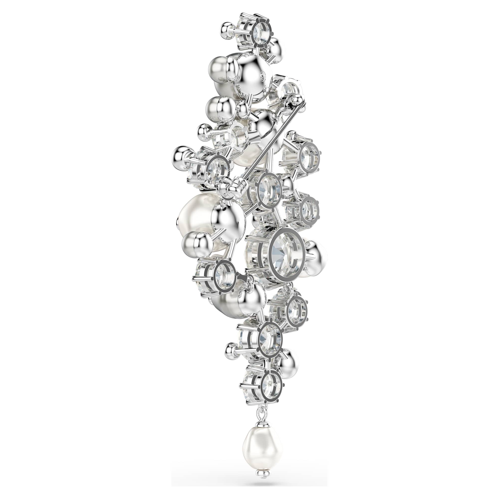 Constella brooch Crystal pearl, Round cut, White, Rhodium plated - Image 5