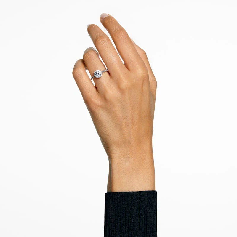 Constella cocktail ring Round cut, Pavé, White, Rhodium plated - Image 4