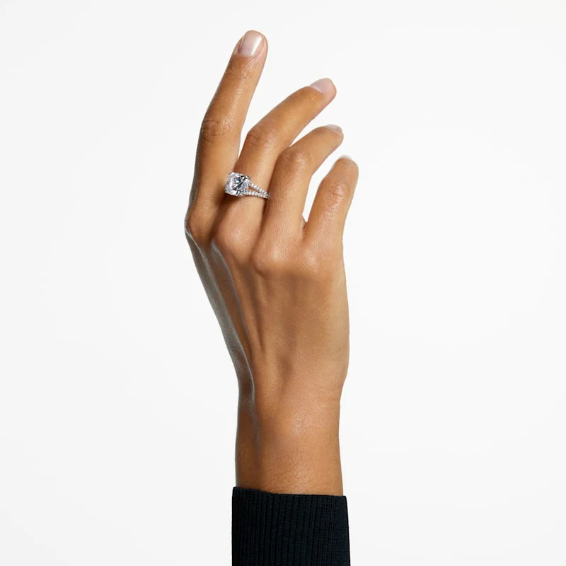 Constella cocktail ring Square cut, Pavé, White, Rhodium plated - Image 4