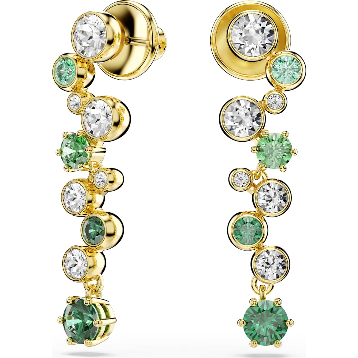 Constella drop earrings, Mixed cuts, Green, Gold-tone plated - Image 2