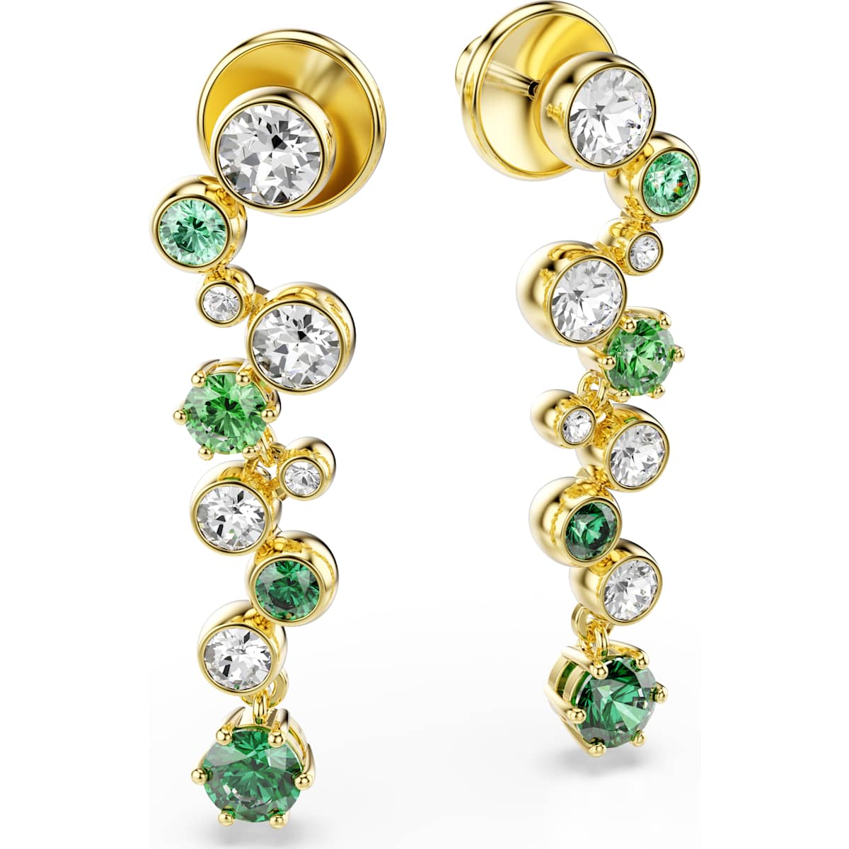 Constella drop earrings, Mixed cuts, Green, Gold-tone plated - Image 3