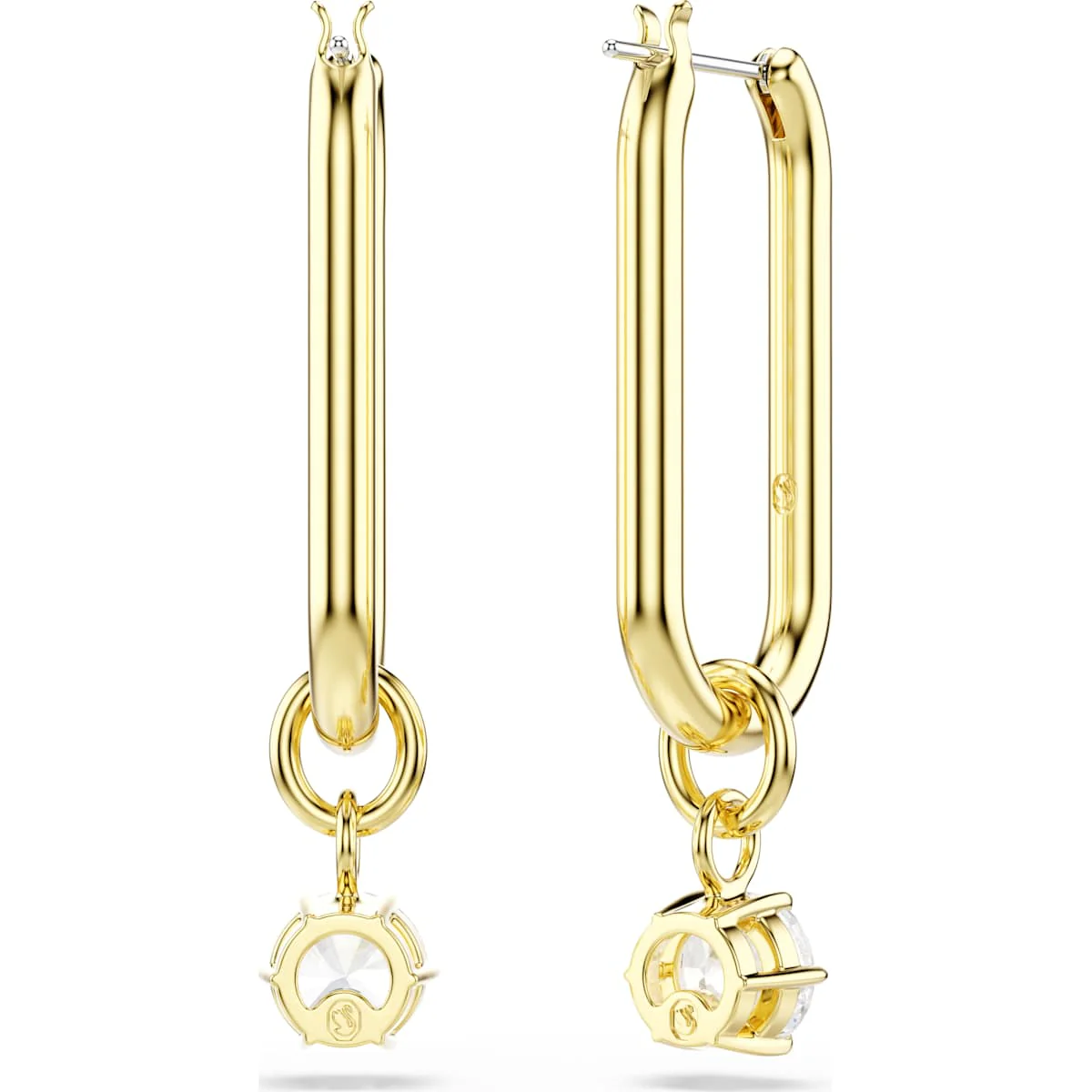 Constella drop earrings, Round cut, White, Gold-tone plated - Image 4