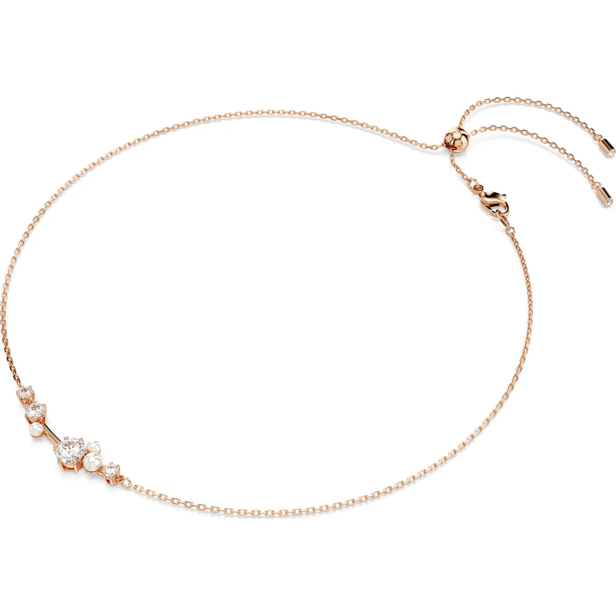 Constella necklace Crystal pearl, Round cuts, White, Rose gold-tone plated - Image 2