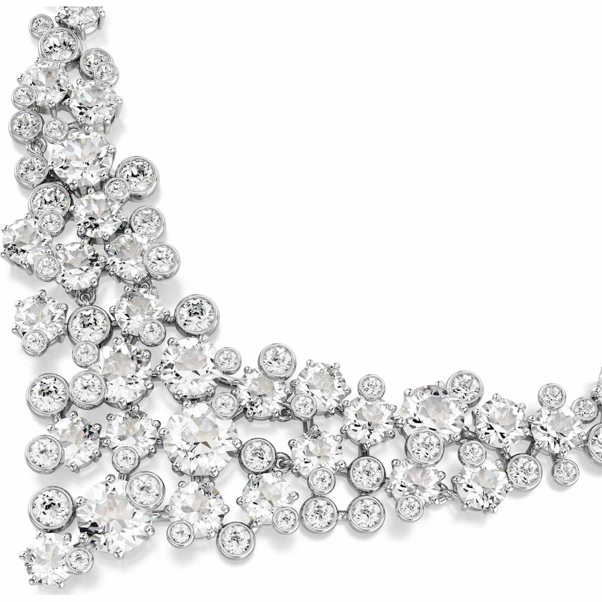 Constella necklace, Mixed cuts, Clasp, White, Rhodium plated - Image 4