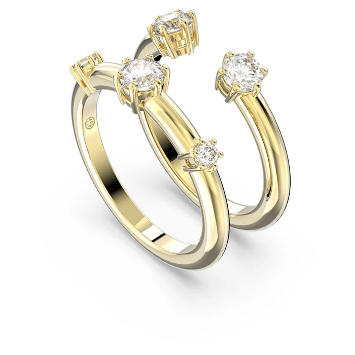 Constella ring Set (2), Round cut, White, Gold-tone plated - Image 2