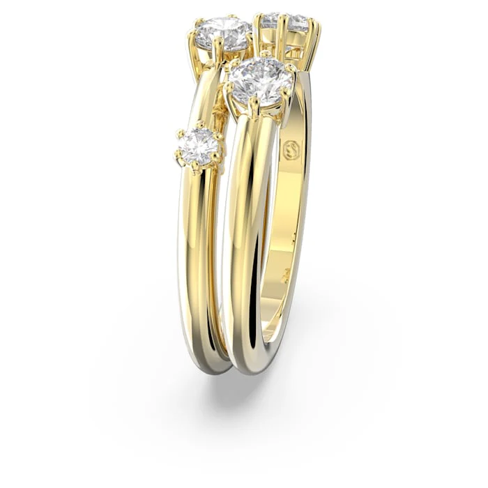 Constella ring Set (2), Round cut, White, Gold-tone plated - Image 3