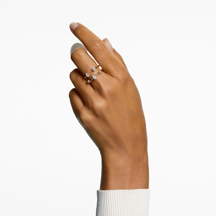 Constella ring Set (2), Round cut, White, Gold-tone plated - Image 4