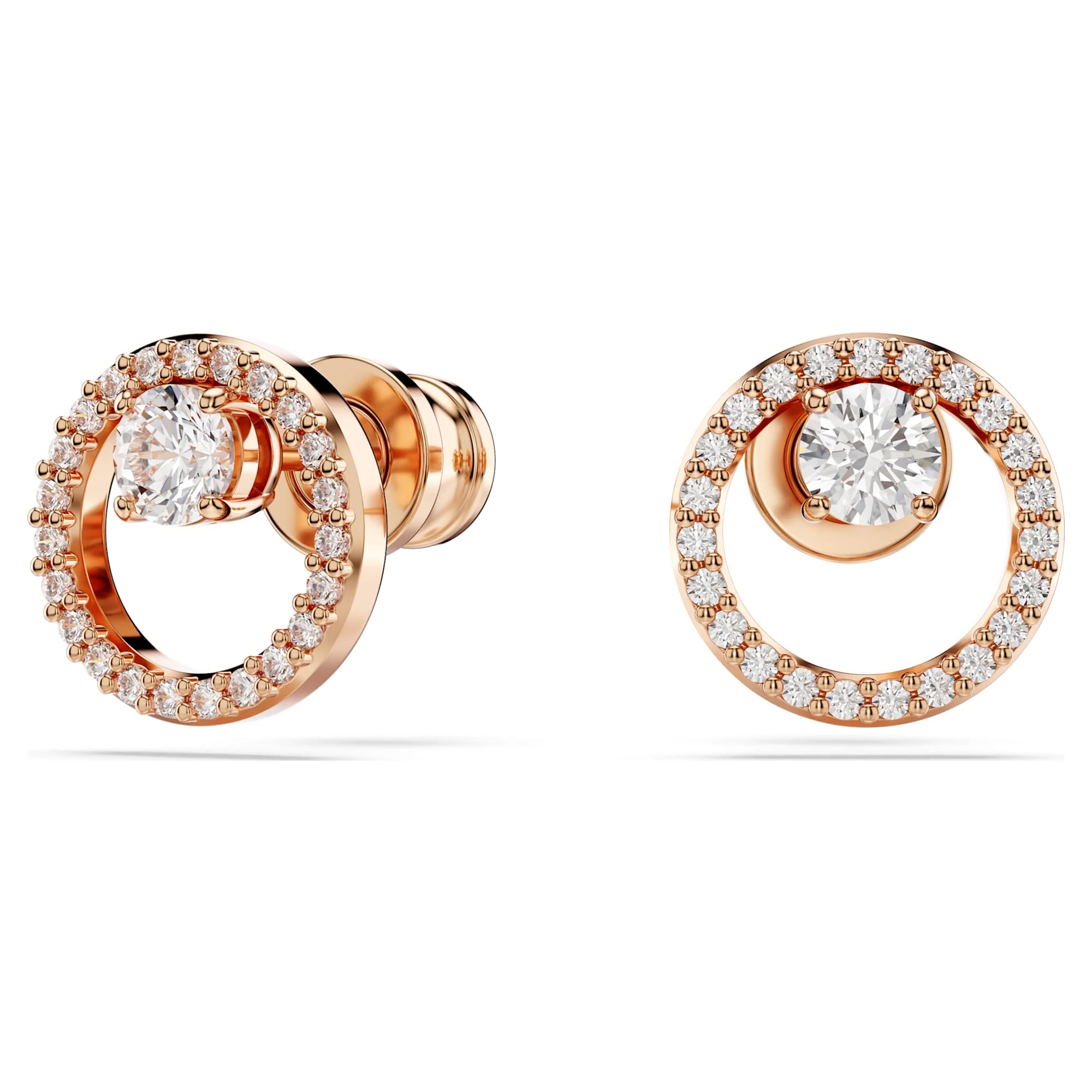 Constella stud earrings Round cut, White, Rose gold-tone plated - Image 2