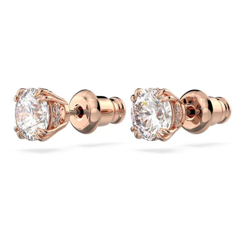Constella stud earrings Round cut, White, Rose gold-tone plated - Image 3