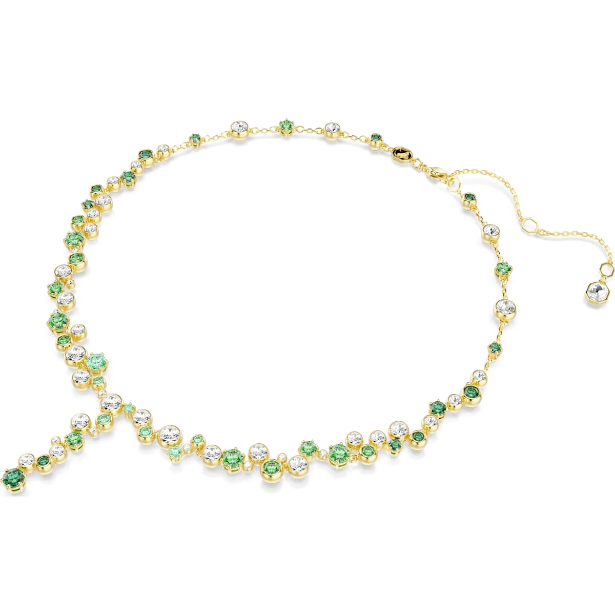 Constella Y necklace, Mixed cuts, Green, Gold-tone plated - Image 2