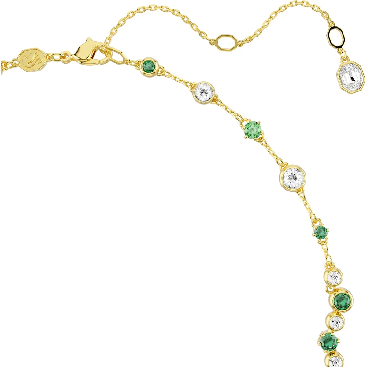 Constella Y necklace, Mixed cuts, Green, Gold-tone plated - Image 3