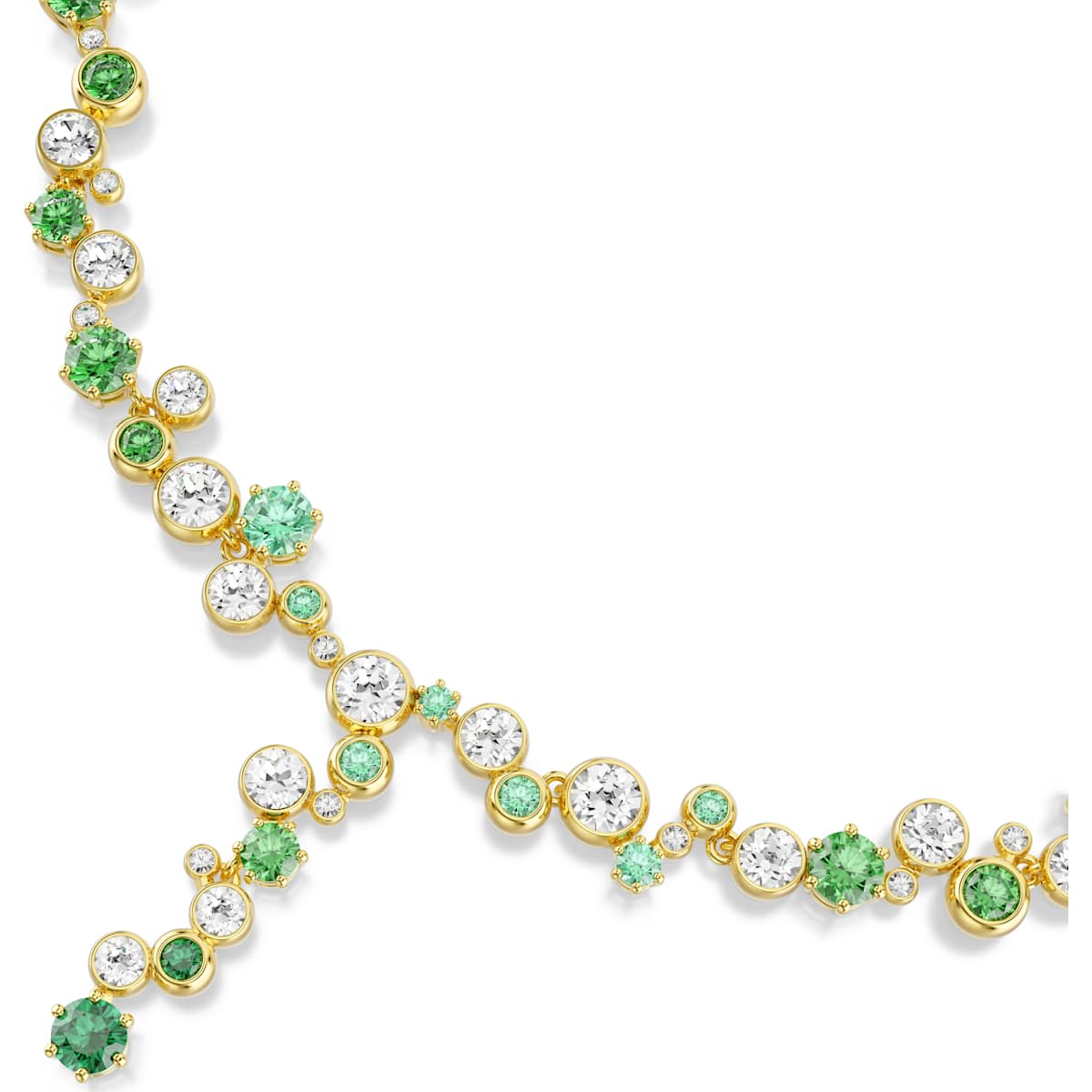 Constella Y necklace, Mixed cuts, Green, Gold-tone plated - Image 4