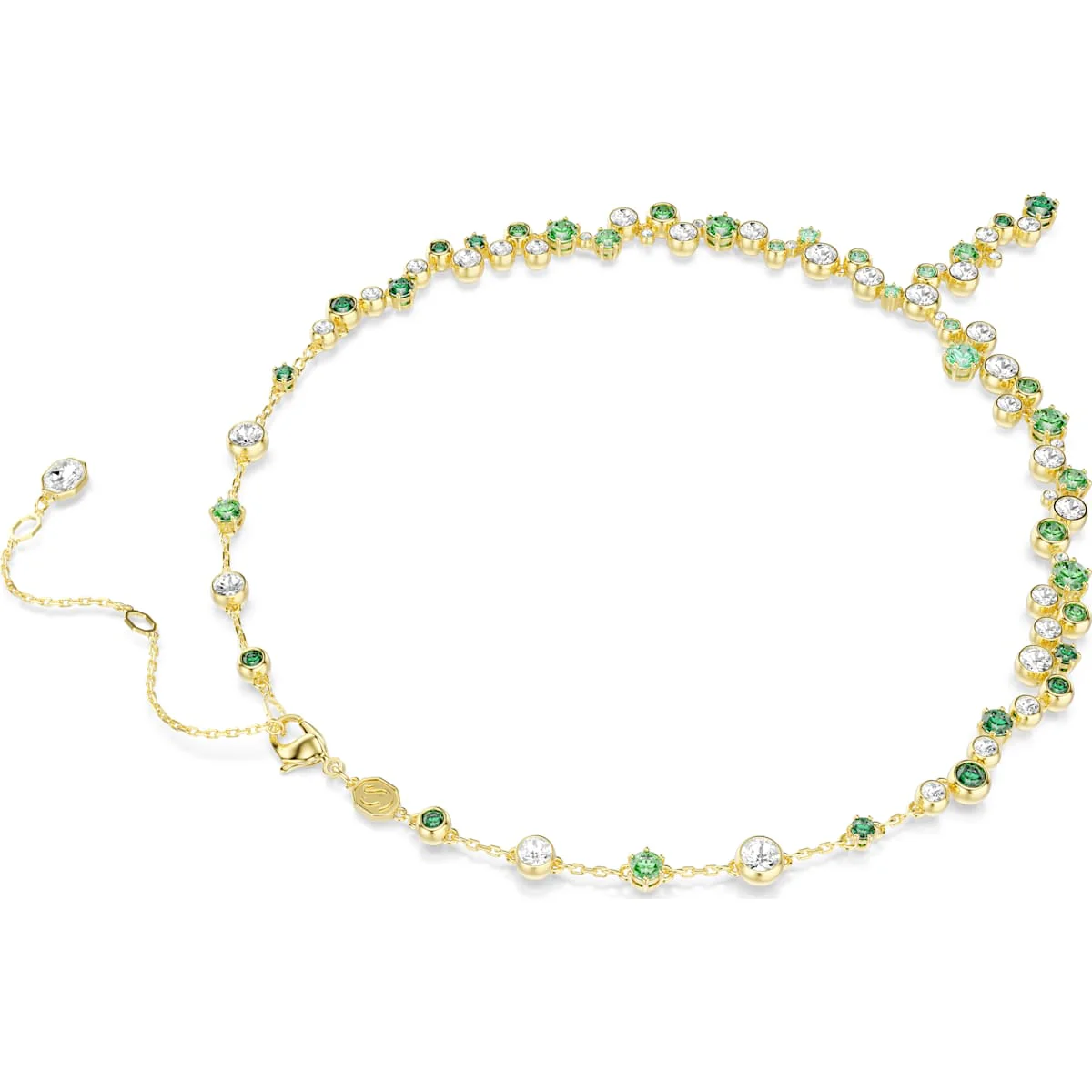 Constella Y necklace, Mixed cuts, Green, Gold-tone plated - Image 5
