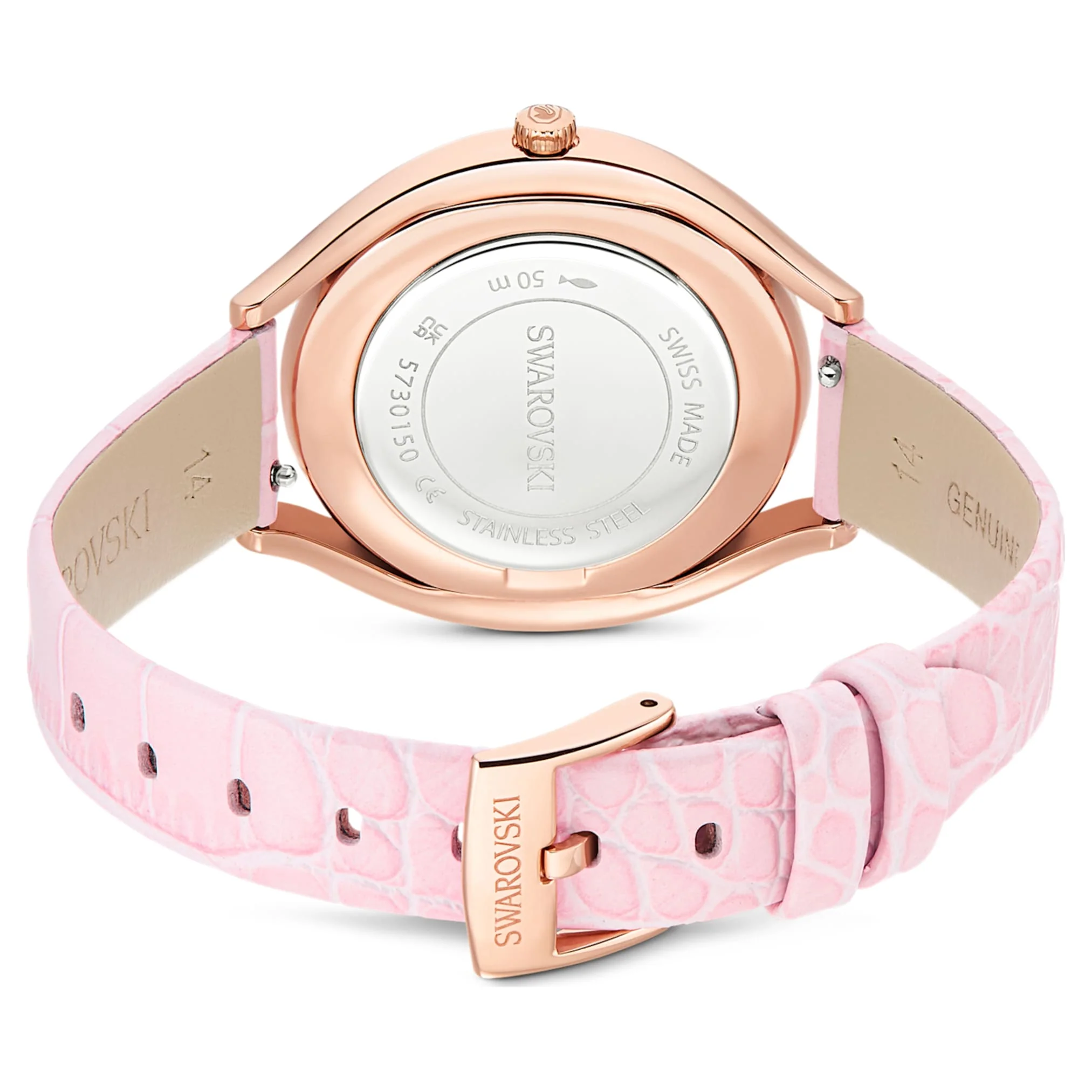 Crystalline aura watch Swiss Made, Leather strap, Pink, Rose gold-tone finish - Image 3