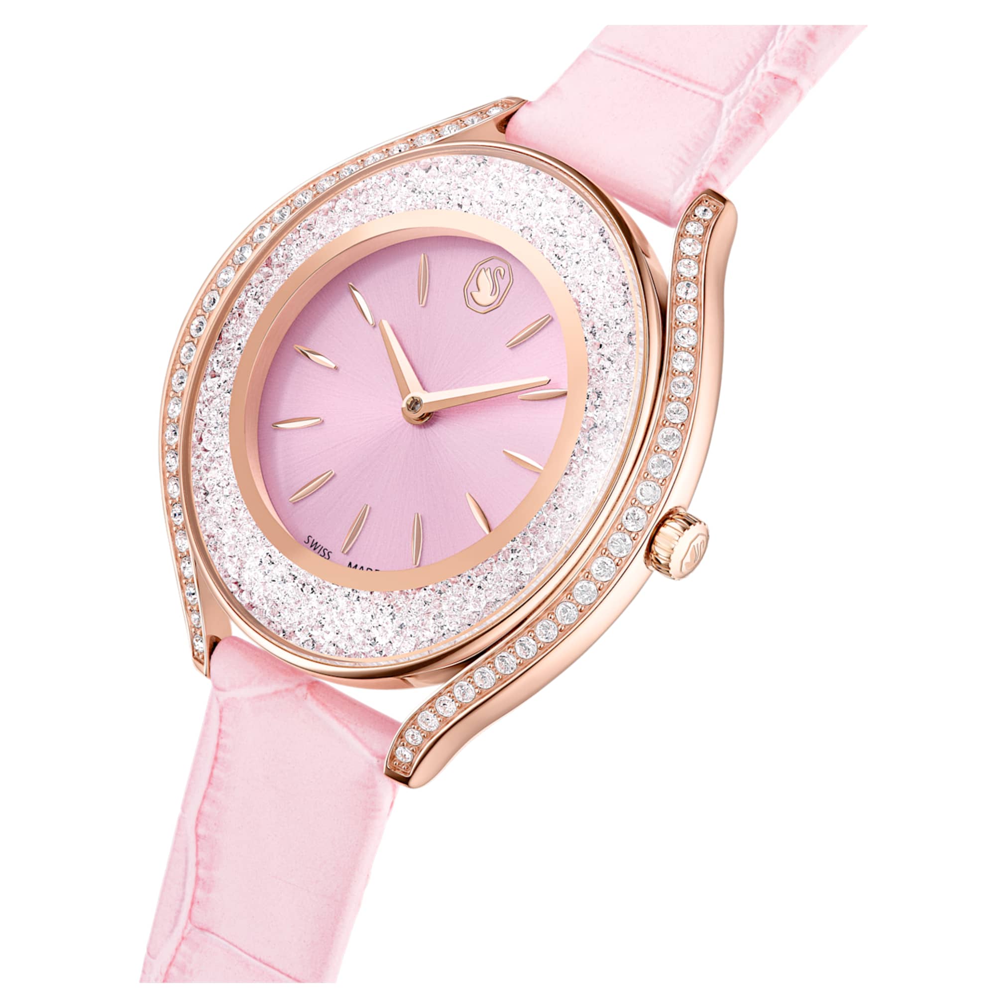 Crystalline aura watch Swiss Made, Leather strap, Pink, Rose gold-tone finish - Image 4