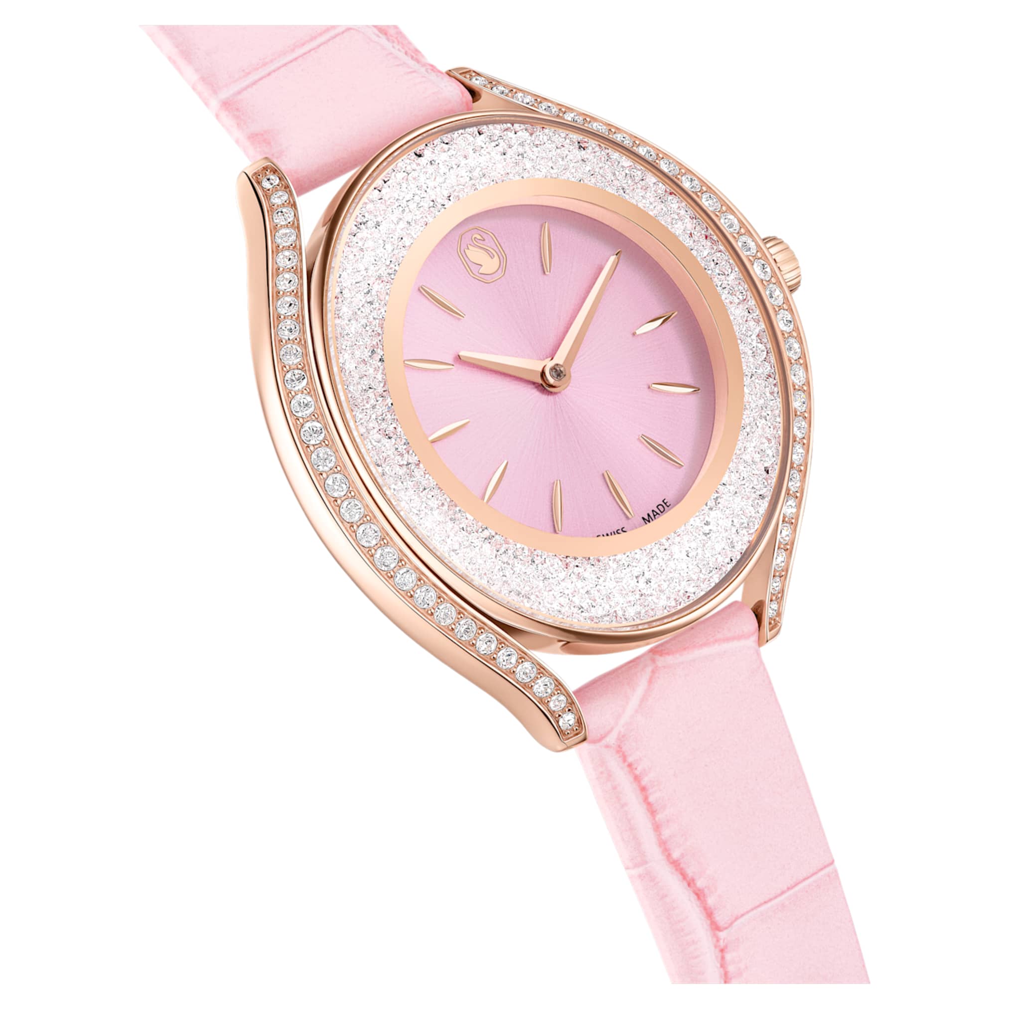 Crystalline aura watch Swiss Made, Leather strap, Pink, Rose gold-tone finish - Image 6