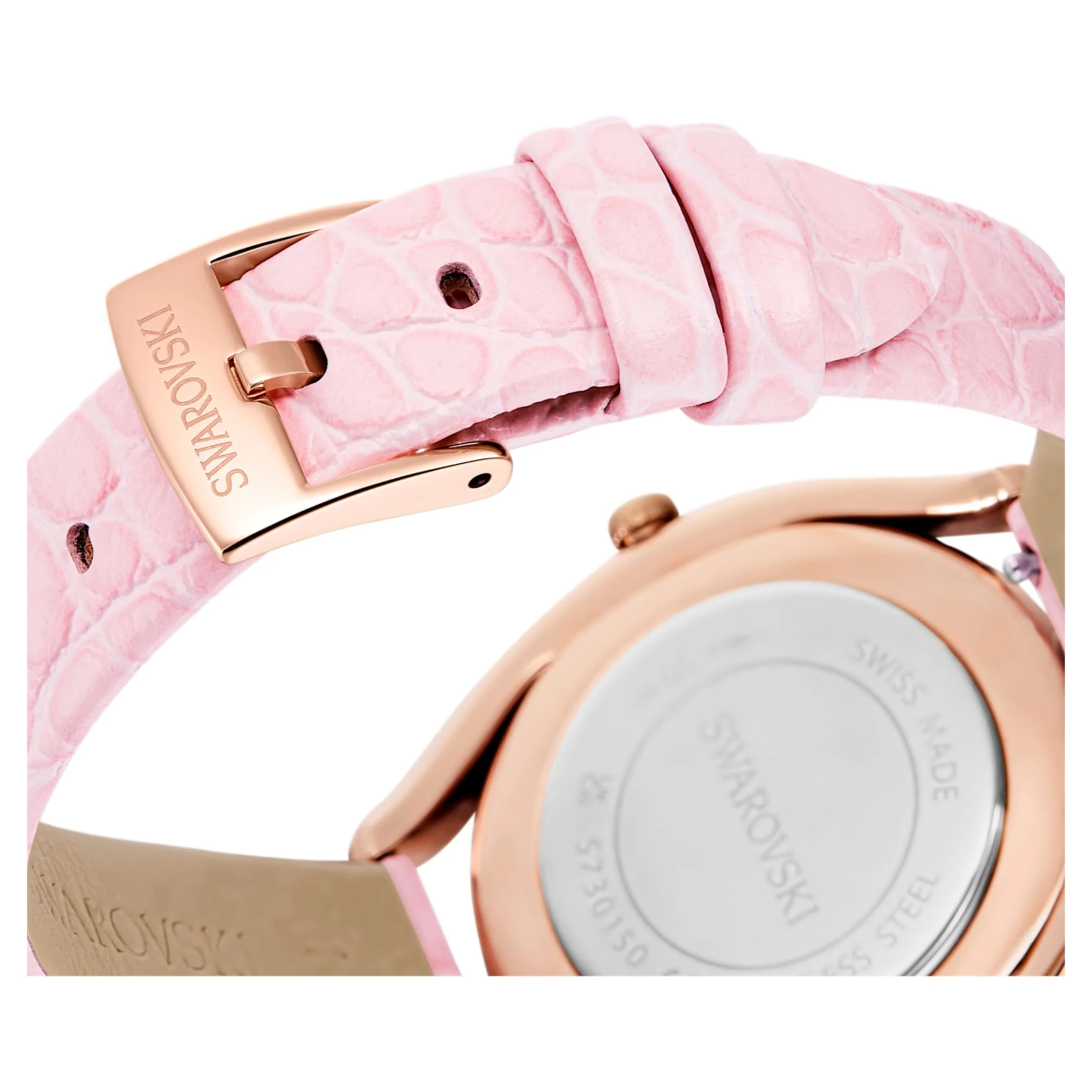 Crystalline aura watch Swiss Made, Leather strap, Pink, Rose gold-tone finish - Image 7